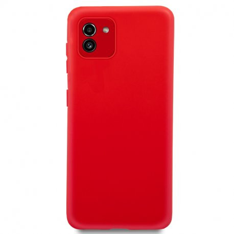 Samsung Galaxy A03 szilikon tok, matt, velúr belső, piros, SM-A035