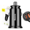 Baseus Circular autós gyorstöltő 2xUSB, QC 3.0, 5A, 30W (fekete)