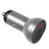 Baseus autós töltő kijelzővel, 2x USB, 4,8A, 24W (ezüst)