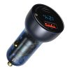 Baseus Particular Digital Display autós töltő kijelzővel, USB + USB-C, QC3.0+PD, 5A, 65W (szürke)
