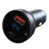 Baseus Particular Digital Display autós töltő kijelzővel, USB + USB-C, QC3.0+PD, 5A, 65W (szürke)