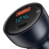 Baseus Particular Digital Display autós töltő kijelzővel, USB + USB-C, QC3.0+PD, 5A, 65W (szürke)