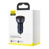 Baseus Particular Digital Display autós töltő kijelzővel, USB + USB-C, QC3.0+PD, 5A, 65W (szürke)