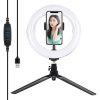 Puluz 20cm LED gyűrűs lámpa / állvány telefontartóval PKT3073B