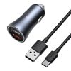 Baseus Golden Contactor Pro autós töltő, 2x USB, 40W (szürke) + USB-C kábel 1m (fekete)