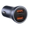 Baseus Golden Contactor Pro autós töltő, 2x USB, 40W (szürke) + USB-C kábel 1m (fekete)