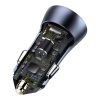 Baseus Golden Contactor Pro autós töltő, USB + USB-C, QC4.0 +, PD, SCP, 40 W (szürke) + USB-USB-C kábel, 1 m (fekete)