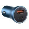 Baseus Golden Contactor Pro autós töltő, USB + USB-C, QC4.0 +, PD, SCP, 40 W (kék) + USB-C-Lightning kábel, 1 m (kék)