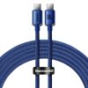 Baseus Crystal Shine USB-C USB-C kábel, 100W, 2m (kék)