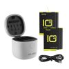 Allin doboz Telesin vízálló háromcsatornás töltő + 2 akkumulátor GoPro Hero 12 / Hero 11 / Hero 10 / Hero 9 kamerákhoz (GP-BTR-905-GY-B)