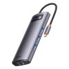 Hub 7w1 Baseus Metal Gleam sorozat, USB-C do 3x USB 3.0 + 2x HDMI + USB-C PD + Ethernet RJ45