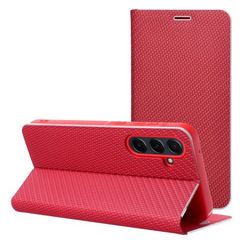 LUNA Oldalra nyíló tok Carbon - XIAOMI Redmi Note 14 PRO 5G / 14 PRO PLUS 5G red