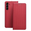 LUNA Oldalra nyíló tok Carbon - XIAOMI Redmi Note 14 PRO 5G / 14 PRO PLUS 5G red