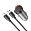 HOCO car charger Type C + cable Type C to Lightning PD QC 30W NZ16 metal gray