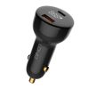 LDNIO C101 autós töltő, USB + USB-C, 100W + USB-C Lightning kábel (fekete)