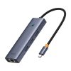 Baseus UltraJoy 4 az 1-ben hub, USB-C 3x + USB 3.0 + RJ45 (szürke)