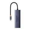 Baseus UltraJoy 4 az 1-ben hub, USB-C 3x + USB 3.0 + RJ45 (szürke)