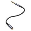Joyroom SY-A09 AUX hosszabbító kábel 3,5 mm-es mini jack csatlakozóból 3,5 mm-es mini jack csatlakozóba, fonott, 1,2 m (fekete)