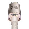 USB és iP kábel Baseus Crystal Shine, 2.4A, 1.2m (rózsaszín)