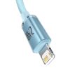 USB és iP kábel Baseus Crystal Shine, 2.4A, 2m (kék)