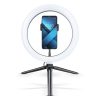 LED Ring Stream RGB lamp 10" with holder for mobile + tripod black