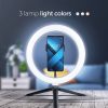 LED Ring Stream RGB lamp 10" with holder for mobile + tripod black