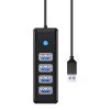 Orico Hub USB 4x USB 3.0, 5 Gbps, 0,15m (fekete)