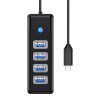 Orico HUB USB-C és 4x USB 3.0 5Gbps 0.15m Fekete