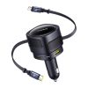 Baseus Enjoyment Max autós töltő USB-C + villámkábellel és USB-A + USB-C portokkal 90W Fekete