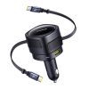 Baseus Enjoyment Max autós töltő USB-C+USB-C kábelekkel és USB-A+USB-C portokkal 90W Fekete