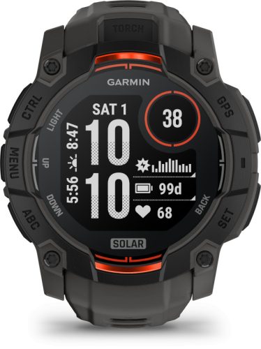 Instinct 3, 50mm Solar, Black, grey band