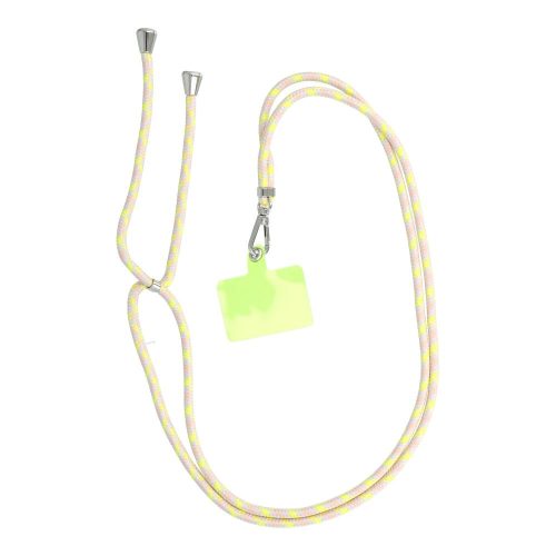SWING (6mm) Phone lanyard, Phone pendant with adjustable length / cord length 165cm (max 82.5cm in the loop) / on the shoulder or neck - gray-yellow