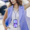 SWING (6mm) Phone lanyard, Phone pendant with adjustable length / cord length 165cm (max 82.5cm in the loop) / on the shoulder or neck - white - purple
