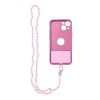 CRYSTAL DIAMOND Phone lanyard, Phone pendant / cord length 74cm (37cm in the loop) / on neck - lite pink