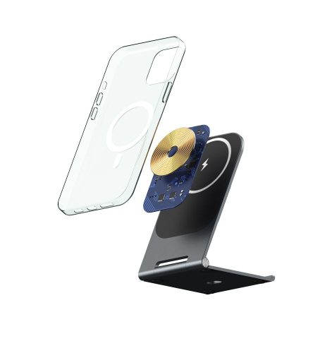 VEGER desk stand with wireless charger MagSafe kompatibilis 2A 15W Y56 black