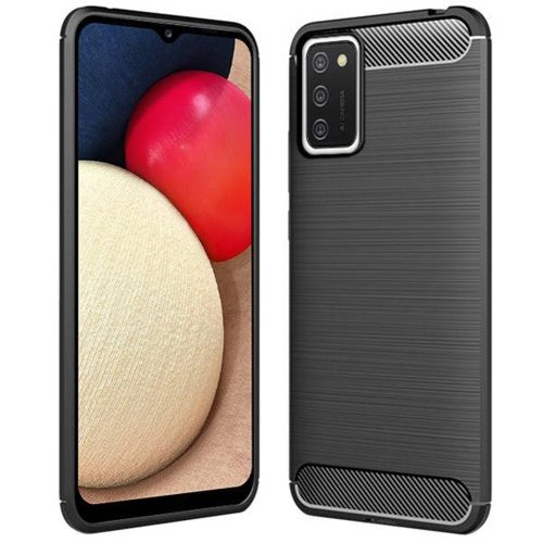 Samsung Galaxy A02s szilikon tok, fekete, SM-A025, Forcell Carbon
