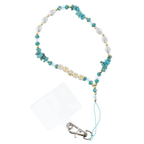 HAPPY Phone lanyard, Phone pendant / cord length 44cm (22cm in the loop) / on hand - lite blue