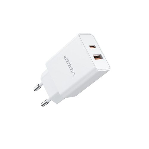 VEGER travel charger USB A + Type C PD QC3.0 3A 30W VLS302U white