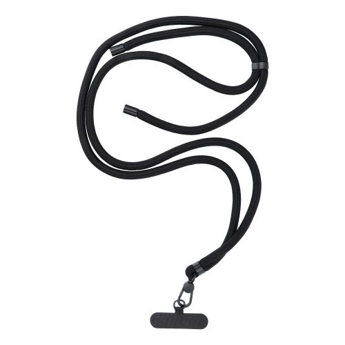 SWING (8mm) Phone lanyard, Phone pendant with adjustable length / cord length 165cm (max 82.5cm in the loop) / on the shoulder or neck - black