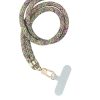 SWING (8mm) Phone lanyard, Phone pendant with adjustable length / cord length 165cm (max 82.5cm in the loop) / on the shoulder or neck - grey-green-pink