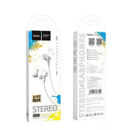 Hoco Perfect M60 vezetékes headset, fülhallgató, 3.5mm jack, fehér 